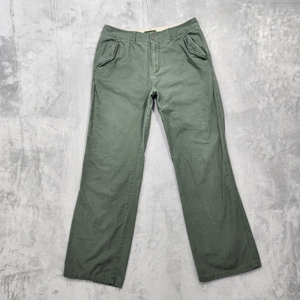Eddie Bauer Pants Womens 14 Green Cotton Chino Straight Leg Casual Twill Preppy